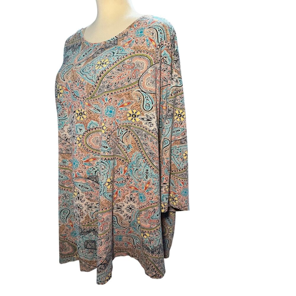 Catherines Paisley Floral tunic Top, Soft Stretch Cotton, Plus Size 30/32W